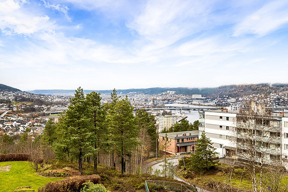 Nydelig utsikt mot Drammen by.