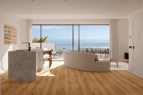 Ny bolig med nydelig havutsikt | 300 meter fra stranden | 3 soverom og 2 bad | Terrasse og hage