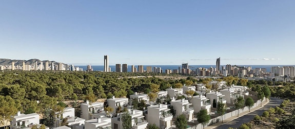 NØKKELFERDIG! Ny eksklusiv villa i Finestrat | 3 soverom og 3+1 bad | Stor tomt med basseng | Takterrasse og Garasje