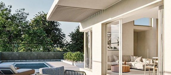 NØKKELFERDIG! Ny eksklusiv villa i Finestrat | 3 soverom og 3+1 bad | Stor tomt med basseng | Takterrasse og Garasje