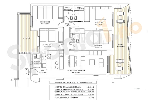 Kun 400 m fra havet | Luksuriøs leilighet med 4 soverom og 3 bad | Stor terrasse 35m2 | Flotte fellesområder