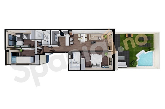 Nøkkelferdig! Ny moderne leilighet med 3 soverom - Privat hage med basseng