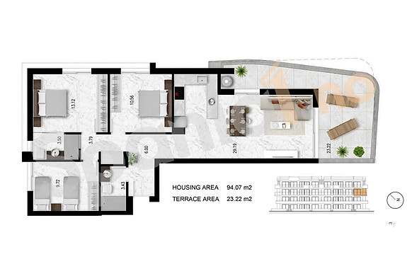 Eksklusiv hjørne-leilighet med 3 soverom og 2 bad | Luksuriøse fellesområder | Attraktiv beliggenhet