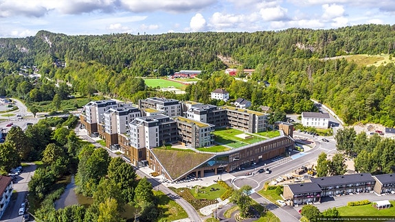 Leiligheten ligger på taket av Rortunet kjøpesenter