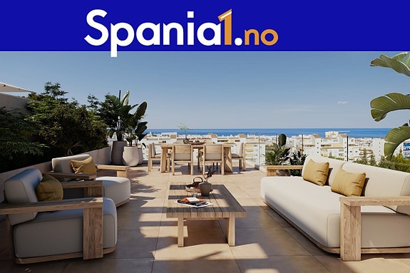 Penthouse med attraktiv beliggenhet | 3 soverom og 2 bad | Terrasse og takterrasse | Fellesområde med saltvannsbasseng