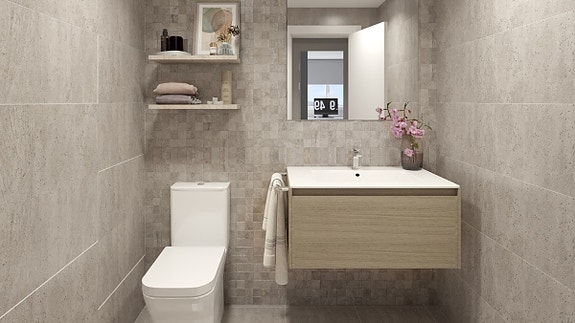 Ny leilighet | 4 soverom | Gå til strand | Flott fellesområde med hage og basseng | Parkering og bod