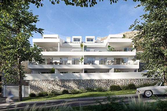 Ny og moderne leilighet med sjøutsikt   kun 350 meter fra stranden i Benalmádena