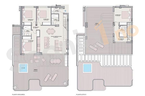 Eksklusiv penthouse med 4 soverom - Stor takterrassse med basseng - Elegante fellesområder - Nær strand og sentrum