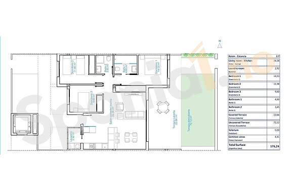 Ny leilighet kun 150 meter fra stranden - 3 soverom og flotte fellesfasiliteter - Turistlisens og garantert leieintekt