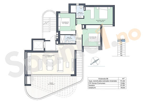 Eksklusiv penthouse med 3 soverom - Stor terrasse og privat takterrasse