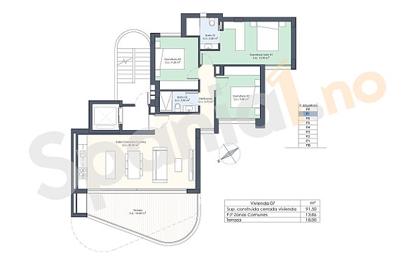 Plantegning leilighet i 8.etg