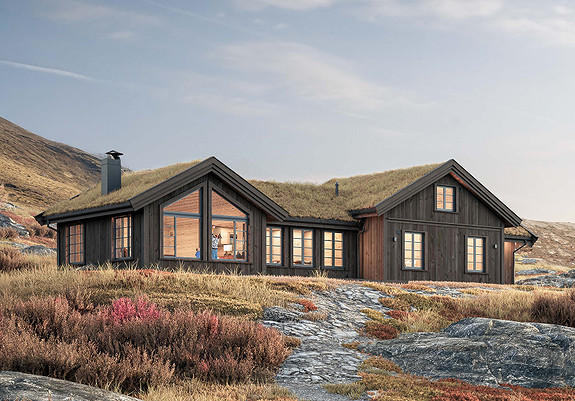 Storeble Panorama med hems. En flott og tradisjonsrik hytte! Illustrasjonsfoto