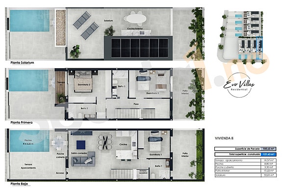 Moderne og bærekraftige rekkehus med privat basseng og takterrasse | Romslig planløsning - 3 soverom og 3 bad