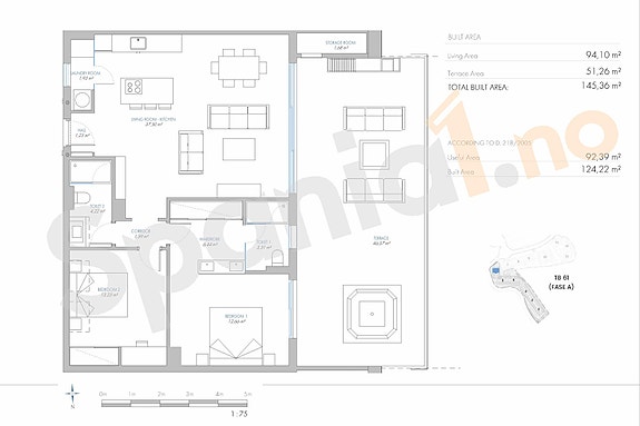 Eksklusiv penthouse | Stor terrasse og nydelige fellesområder | 2 soverom og 2 bad