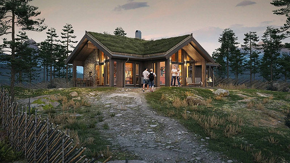 Foreslått hyttemodell i Larvik. Bergstua 110. Søk opp bergstua 110 på www.saltdalshytta.no for mer informasjon