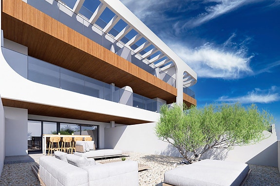 Penthouse-leilighet med 3 soverom og takterrasse | Fellesområde med basseng | Parkering