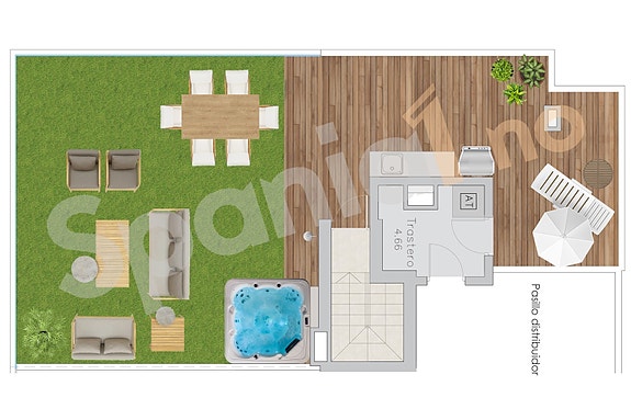 Penthouse | Like ved stranden i Santa Pola | Flott fellesområde med basseng