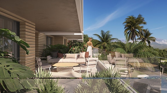 Ny leilighet | 4 soverom | Gå til strand | Flott fellesområde med hage og basseng | Parkering og bod