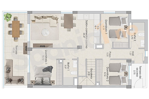 Penthouse | Like ved stranden i Santa Pola | Flott fellesområde med basseng