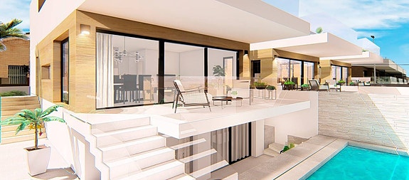 SOLGT! Eksklusive villaer 70 meter fra stranden i La Mata - med havutsikt, basseng og takterrasse - 4 soverom