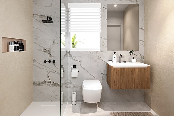 Strøken villa med 3 soverom og 2 bad |  Alt på et plan | Uteområde med basseng | Takterrasse 81m2