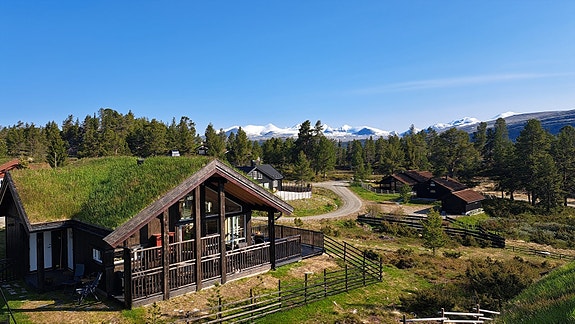 Velkommen til Tyttebærråket! Med snøkledde Rondane i bakgrunnen