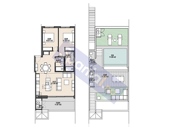 Svært eksklusiv penthouse-leilighet med 2 soverom | Takterrasse på 82 m2 med privat basseng og utekjøkken