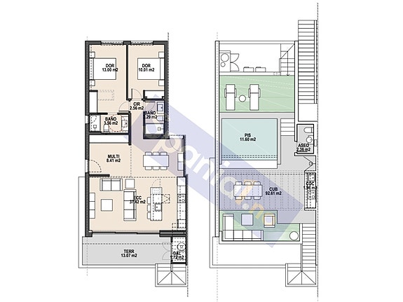 Svært eksklusiv leilighet med 2 soverom | Terrasse på 85 m2 med privat basseng