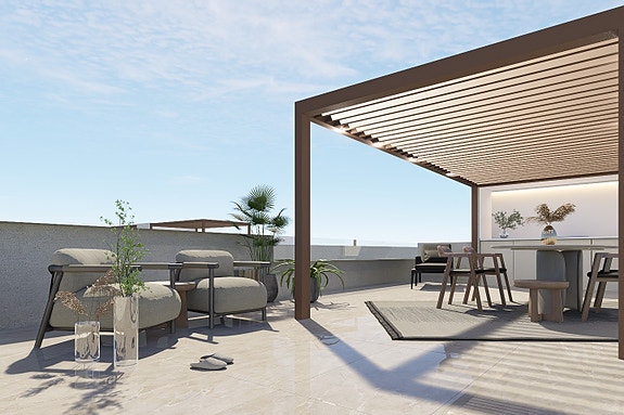 Moderne penthouse-leilighet med 3 soverom og 2 bad | Takterrasse på 78 m2 | Flotte fellesområder