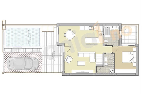Moderne rekkehus med takterrasse| 3 sov og 2 bad | Uteplass med eget basseng | Parkering