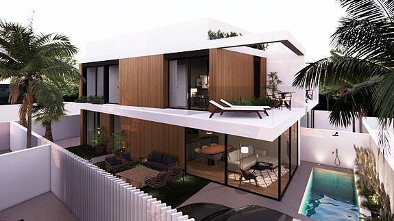 SOLGT! Villa med 3 soverom - Privat basseng og takterrasse kun 300 meter fra stranden - Nøkkelferdig!