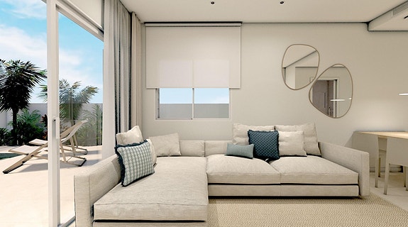 Ny moderne villa med takterrasse og fellesbasseng - kun 800 meter fra stranden