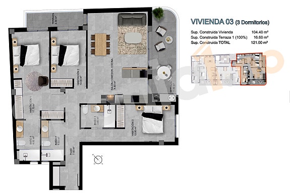 Ny Penthouse i hjertet av Santa Pola - 3 soverom og 2 bad - Kun 500 meter fra stranden