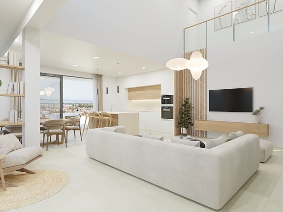 SOLGT! Moderne villa med 3 soverom, underetasje, takterrasse, mulighet for ekstra rom og privat basseng