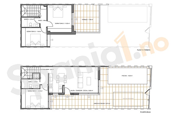 Moderne bolig med 3 soverom | Takterrasse og eget basseng 15m2  | Flott uteplass med egen hage
