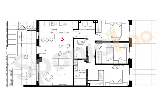 Ny leilighet med 3 soverom og stor terrasse 39m2 | Fellesområde med basseng | Garasje