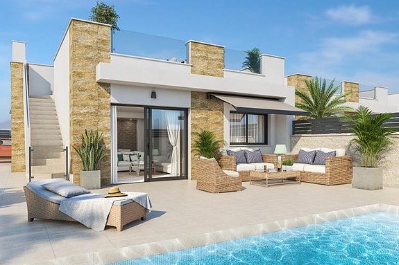 NYHET! Hjørnevilla på ett plan med 3 soverom - Stor tomt, takterrasse og privat basseng - Høy kvalitet