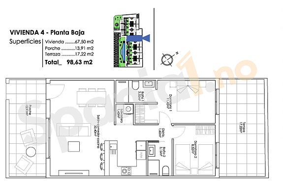 Plantegning leilighet med 2 soverom