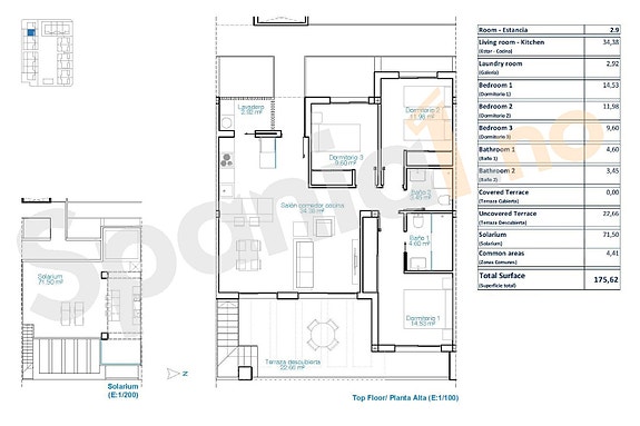 Penthouse med 3 soverom og 2 bad - Kun 150 meter fra stranden - Turistlisens og garantert leieinntekt