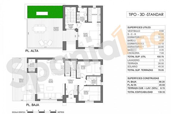Villa med 3 soverom, privat basseng og takterrasse - kun 900 m fra sjøen