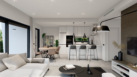 Villa med 3 soverom, privat basseng og takterrasse - kun 900 m fra sjøen