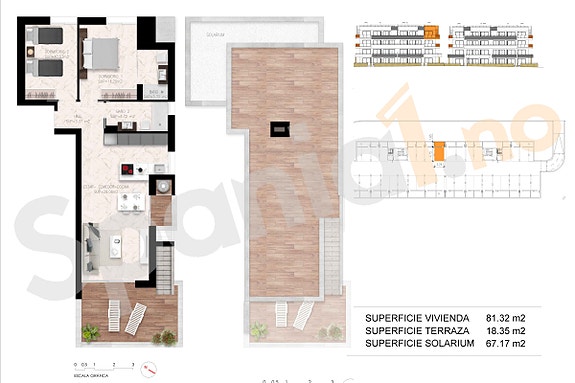 Penthouse-leilighet | Møbler inkludert | Takterrasse på 67 m2 | Parkering og bod
