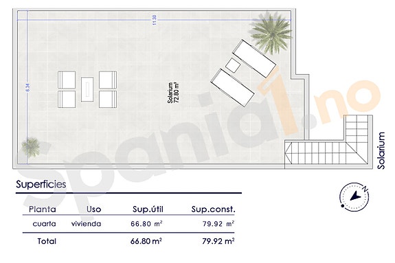 NYHET! Eksklusiv toppleilighet med privat takterrasse på 72 m - Kun 750 m fra stranden - 3 soverom og 2 bad