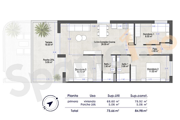 NYHET! Moderne leilighet med 3 soverom og 2 bad | Kun 750 m fra stranden | Med turistlisens