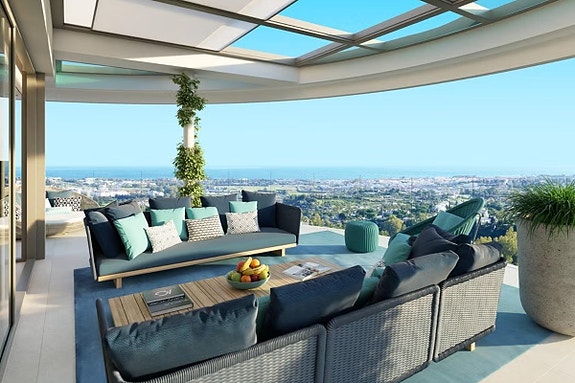 Penthouse med 4 soverom, panoramautsikt mot havet og store terrasser i luksusklasse