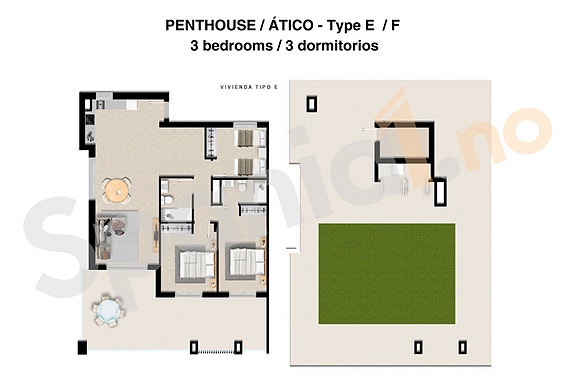 Penthouse med nydelig havutsikt  | 3 soverom og stor takterrasse 153m2 | Gangavstand til strand