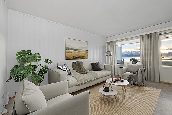 Velkommen til Skrenten 9! Bildet er digitalt møblert. Foto: Diakrit (Espen Istad)