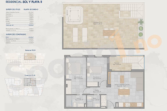 Penthouse med stor takterrasse | 2 soverom og 2 bad | Gangavstand til strand