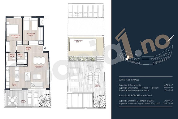 Penthouse med privat basseng og romslige utearealer | Gangavstand til strand