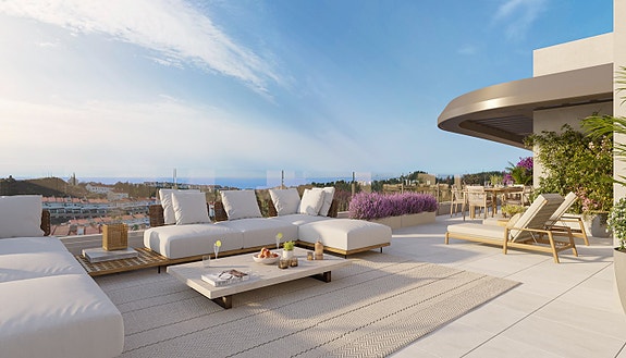 Penthouse-leilighet med 3 soverom og 2 bad | Terrasse på 82 m2 | Nærhet til strand | Vakre fellesområder